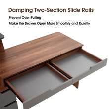 Computer Desk With Drawer, Office Wood Writing Study Table With Cabinet - Walnut Brown - View 5
