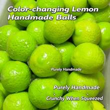 Moldable Thermo Sensitive Lemon Squishy Ball, Slow-Rebound Fluffy Squishy-Plush, Soft Smooth Odorless Squishes, Elastic Non-Sticky Stretchable Durable Sensory Toy, Portable Anxiety Relief Gift For Adults Travel Use - Multicolor - View 2