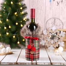 Christmas Wine Bottle Cover With Plush Collar, Red Wine Bottle Sleeve, Suitable For 2026, Fall Kitchen Decor, Holiday Decoration - View 3