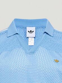 Adidas Originals Men's RESORT S POLO Knit Collar Short Sleeve Polo Shirt TKW8166 - Baby Blue - View 4