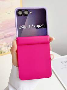1 Piece, Minimalist Solid Color, Spliced Design, Skin Touch Feeling, Lightweight & Slim Fit, Built-In Magnet, Hinge Magnetic Absorption, Compatible With Galaxy Z Flip 8, Z , Z FE, Z Flip 6, Z Flip 5 - Multicolor - View 39