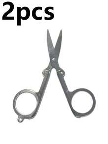 1/2pcs Foldable Stainless Steel Mini Scissors, Suitable For Travel, Office, Crafts, Emergency Cutting And More - Silver - View 6