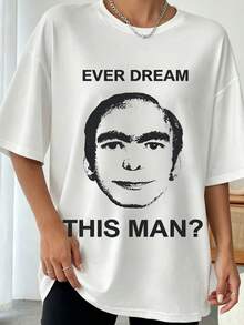 Evers Dream This Man? T-Shirt Surreal Face Illustration Unisex Graphic Tee - 白色 - 查看 1