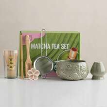 1 buah/7 buah Set Teh Matcha Mulut Teratai dengan Mangkuk Matcha, Pengocok, Saringan Teh, Cangkir, Sendok Teh, Kotak Hadiah Jepang, Kualitas Upacara. - MultiWarna - View 8