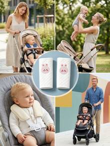 Almofadas de Ombro para Bebê, Novas Almofadas de Ombro para Bebê com Bordado de Coelho Fofo, Almofadas de Ombro Amigáveis à Pele Anti-Atrito Anti-Fricção, Protetor de Assento de Carro para Recém-Nascido, Adequado para Carrinhos de Bebê & Assentos de Carro, Bebê Unissex, Almofadas de Ombro para Crianças 2 Peças/Conjunto, Macio & Respirável, Estilo Universal, Essencial para Viagens ao Ar Livre, Presente para Bebê, Produtos para Bebê, Carrinho de Bebê & Acessórios - Coelho Cremoso - Visão 7