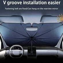 1pc Foldable Portable Car Windshield Sunshade Umbrella, UV Protection Heat Insulation Front Window Sunshade, Suitable For Sedan And SUV, Quickly Reduces Interior Temperature In Summer - A - View 1