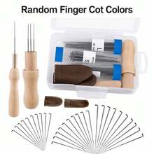 Felting Tools, Felting Supplies, Felting Kit, Includes 30pcs Needles In 3 Sizes, Wooden Handle, With Finger Protectors, Ideal For DIY Wool Felt Projects (Finger Protector Color Random) - Multicolor - View 11