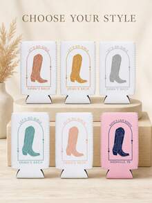 Manchon isotherme personnalisé pour boisson de mariée avec texte, manchon isotherme portable pour boisson, convient pour les événements d'enterrement de vie de jeune fille. Cadeau idéal pour les rassemblements pré-mariage des filles et les cocktails en plein air, souvenir unique rempli de doux souvenirs de mariée. - Multicolore - Voir 4
