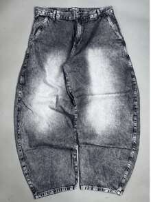 Calça barrel Jeans balão extra larga plus size 100% algodão dazzling original skate streewear - Cinza pedra - Visão 5