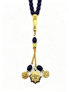 Islam Muslim Arabic Car Pendant For Women Men Stainless Steel Gold Color Blue Glass Beaded Chain Amulet Jewelry - Rosary Bracelet - View 5