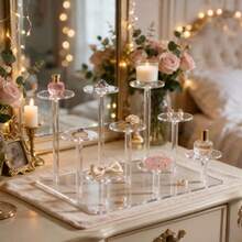 Transparent Acrylic Hand-Shaped Multi-Layer Display Stand With Adjustable Height Support, Round Desktop Riser Compatible With Perfume, Jewelry, Makeup, Also Suitable For Bedroom Vanity, Party Table Cupcake And Dessert Decoration - Multicolor - View 3