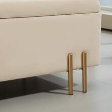 Sofa z siedziskiem, tapicerowana ławka z miejscem do przechowywania, ławka z szufladą, tkanina, metal, drewno kauczukowe, pianka, zielony, 100 x 40 x 42 cm On-Site - Beż + Drewno - Zobacz 5