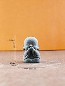 Mini Figura de Monge Buda, Decoração de Mesa Zen, Artesanato em Arenito, Pet de Chá Chinês, Decoração Oriental para Casa, Pequena Estátua para Alívio do Estresse, Presente Espiritual, Decoração de Paisagem Micro Bonsai, Pet de Chá Monge Esculpido em Pedra Zen - 1 peça - Visão 11
