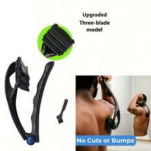 Upgraded 3-Blade Back Shaver And Replacement Blade Set (Sold Separately), Ergonomic Non-Slip Handle, Suitable For Dry And Wet Shaving, Gift For Boyfriend, Halloween, Christmas, Bathroom Accessory - 3-blade Model - View 7