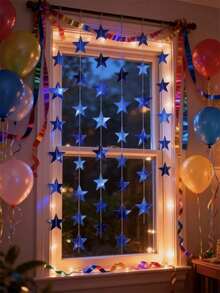 Shiny Star Party Bunting Decoration, Reusable, Space-Saving Storage, DIY Room Decor, Home Decor And Accessories, Christmas Decoration, Birthday Decoration, Party Decoration - Star Charm - View 4