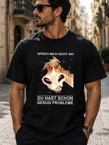 FunnywithGermanSaying:Don'tTalktoMe,YouAlreadyHaveEnoughProblemsAdultCasualHorseHeadPattern,AllSeason,Men'sPrinted - Black - View 2