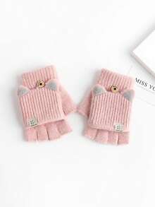 Cute Girl Thick Cat Ear Gloves, Cartoon Design, Suitable For Autumn/Winter Outdoor Play And Daily Wear - Multicolor - View 3