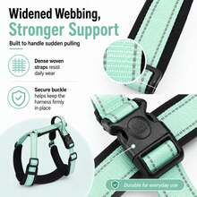 No-Pull Dog Harness With Free Car Safety Leash, Adjustable Reflective Dog Vest Harness With Soft Handle, Heavy-Duty Breathable Pet Chest Harness, Suitable For Small, Medium, Large Dogs, Comfortable Dog Walking Harness For Outdoor Training And Travel, Battery Not Included - Green - View 5