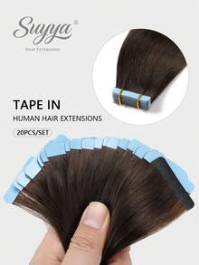 SUYYA Seamless Skin Weft Adhesive Glue Tape In 100% Real Remy Human Hair Balayage Straight Extensions Salon Quality For Woman - S2 - View 1