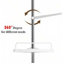 Crystals 4-Tier Bathroom Storage Rack - Adjustable Corner Shelf With Towel Holder - Silver - View 7