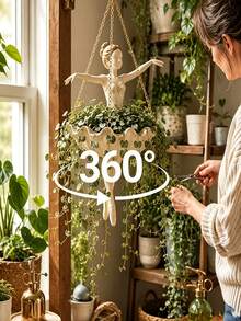1pc Ballet Girl Hanging Planter Decoration, Outdoor Decorative Craft, Creative Garden Yard Decor, Cute Decorative Flower Pot, Suitable For Succulents, Climbing Plants, Patio, Porch And Garden Decoration, Home Decor Gardening Gift - Ballet Flower Pot - View 4