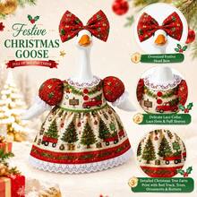 Christmas Porch Goose Outfit Set, Fits 23 Inch Goose Statue, Holiday Santa Claus Porch Goose Clothes With Bow, Indoor/Outdoor Christmas Decor (Statue Not Included) - Multicolor - View 4