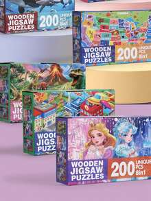 200pcs Kids Educational Wooden Puzzles, Multi-Theme, Logic Training Toys, Fun Learning Activity - Multicolor - View 4