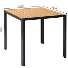 Garden Table 75x75cm, Weatherproof WPC Square Patio Table With Aluminium Frame, Rustproof Lightweight Outdoor Bistro Table For Garden, Balcony, Deck - Black + Teak - View 3