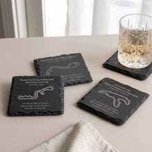 1PC 10cm*10cm Natural Slate Racing Circuit Coaster, 8 Track Designs, Laser Engraved Racetrack Map Stone Drink Coaster, Heat Resistant Non-Slip Square Cup Mat, Motorsport Decor, Racing Fan Gift, Car Enthusiast Gift, Birthday, Christmas Gift - Black - View 4