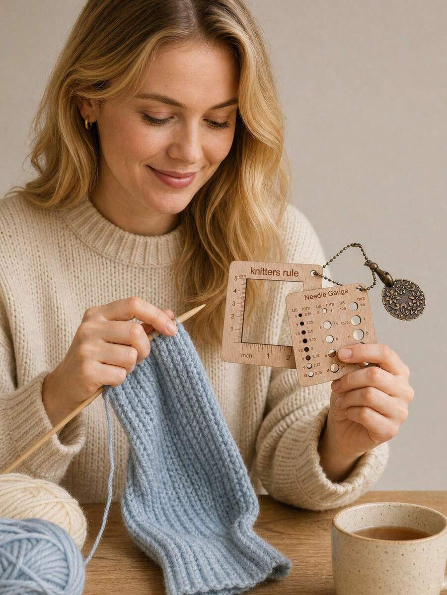 Knitting/Crochet Travel Kits, Yarn Knitting Tool Density Ruler Portable Travel Ruler - Multi-Functional Handmade Knitting Tool, Suitable For Knitting, Crochet, Sewing, Portable Needle Gauge Ruler Suitable For Handmade Knitting Crafts, Suitable For Making Sweaters, Scarves, Hats And Other Home Handmade Products - A - View 1