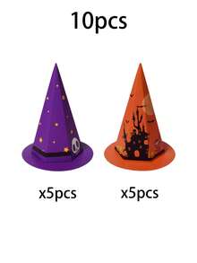20/10pcs Halloween Wizard Hat Cone-Shaped Paper Gift Box Set, Halloween Party Guest Gift Box, Halloween Table Center Decoration, Halloween Storage Souvenir Gift, Halloween Thank You Packaging Box, Halloween-Themed Afternoon Tea Packaging Box - Multicolor - View 11