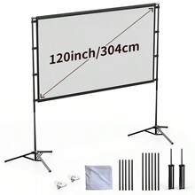 XBJ 72"/100" Projector Screen With Stand & Wall Mountable – 4K HD 16:9 PVC, 1.5 Gain, Wrinkle-Free Double Sided, Indoor/Outdoor For Backyard, Home Theater, Camping. Includes Tripod, Carry Bag & Ground Nails. Complete Kit For Proyector - 查看 15