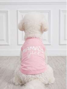 LUCKIE LABO 1pc "Mama's Girl" Letter Pattern Pet Vest, Physical Flea Repellent, Reduce Shedding, Insulation & Breathable, Suitable For Small & Large Dogs, Indoor & Outdoor - Baby Pink - View 1