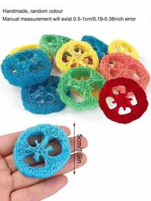 2/4PCS Colored Loofah Slice Small Pet Chew Toy, Handmade Gnaw Accessory For Hamster Rabbit Guinea Pig Rodents, Help Trim Teeth Ease Anxiety Relax Mood, Random Color Shipment Cage Supplies Pet Present For Birthday Holiday Festival - View 9