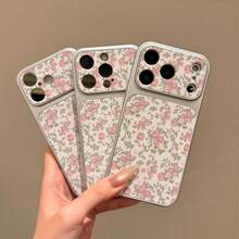 1pc Fashionable Vintage Rose Floral Pattern Spray Painted TPU Full Coverage Phone Case Compatible With Apple 17 Pro Max/16 Pro Max/15 Pro Max/14 Pro Max/13 Pro Max/12 Pro Max/11 Pro Max/Galaxy S26 S25 S24 Ultra S24 Plus S24 FE S23 S22 A55 A54 A53 A52 A50 A30 A42 A35 A34 A33 A25 A24 A20 A30 A15 A17/ Smart 8/ Hot 40i/Spark 20/Spark 20C/Spark Go 2024/ G84/ - Silver - View 4