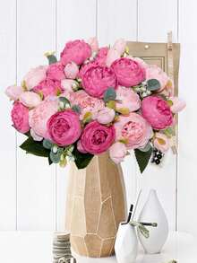 1/3/60pcs Artificial Peony Flower Bouquet, Faux Rose Bouquet, Bulk Exquisite Flower Arrangement, Silk Peony, Suitable For Home Party Wedding Decoration, Bridal Table Centerpiece, Valentine's Day Decor, Birthday Gift, Graduation Ceremony And More - Pink - View 7