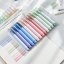 12入莫蘭迪色螢光筆，柔觸感、耐褪色、水性墨水、圓筆尖，適用於辦公用品、書寫與標記、筆記本與素描 - 12支裝 - 查看 8