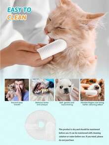 Dog And Cat Ear Cleaning Pads, Suitable For Dogs And Cats, Soft And Easy To Use, Specifically Designed For Cats And Dogs, Fresh Breath, Removes Food Residue, Non-Irritating, Suitable For Daily Ear And Teeth Care Of Pet Cats And Dogs - White - View 10