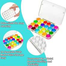 4 Pack Paint Saver Palette Box, 24-Well Watercolor Palette, Airtight Stay Wet Painting Palettes Tray With Lid, Portable Plastic Paint Container Artist Storage Gouache Oil Paints - 1 - View 3