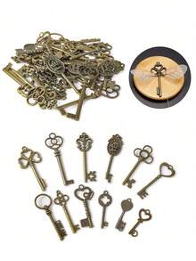 24 piezas/1 pieza Colgante de llave de calavera vintage de metal con alas de libélula & 1 rollo de alambre, fabricación de joyas DIY, suministros para bodas y fiestas, decoración del hogar, adorno de árbol de Navidad, regalo de cumpleaños, decoración de Halloween y Día de San Valentín - A - Ver 6