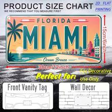 2D Flat, 1pc, Metal Vintage License Plate Decor, Miami Theme, Suitable For Living Room, Entryway, Man Cave, Balcony, Patio, Yard, Birthday Gift, Industrial Style Sign (Random Style) - A - View 4
