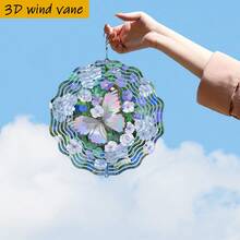 Butterflies Fluttering In Blooming Flower Garden, With Rotating Hook, 360° DIY Creative Wind Spinner, Four Seasons Creative Style Wind Spinner Set, Wind-Powered Rotation, Easy Installation, (Pendant Not Included) Random Style - A - View 6
