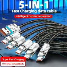 Kabel Pengisian Daya Ultra Cepat 5-in-1 120W (Tersedia dalam Dua Gaya: USB ke Type-C X5 ATAU USB ke Type-C X3 + Android X1 + Lightning X1) - Kompatibel dengan iPhone 15–17/Pro Max, Kompatibel dengan , dan Galaxy S24/S23; Kabel Pengisian Cepat Jalinan Nilon. - MultiWarna - View 8