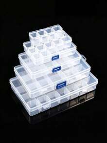 Transparent Plastic Jewelry Storage Box, With 56-4 Grid Removable Compartments. Suitable For Storing Earrings, Rings, Necklaces, Beads And Various Handmade Small Accessories. Portable Storage Design, Perfect For Travel, Back To School Season And Valentine's Day Use - Clear - View 1