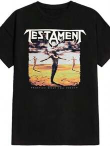 Slayer Reign In Blood T-Shirt Peripheral Pattern Printing Luxury Brand Cotton Wo T-Shirts Short SLeesves Loose Tees - 黑色 - 查看 1