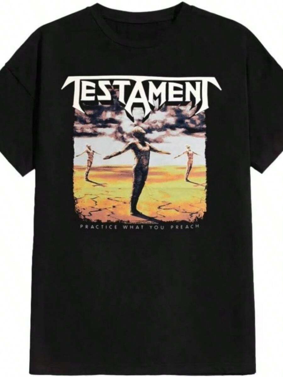 Slayer Reign In Blood T-Shirt Peripheral Pattern Printing Luxury Brand Cotton Wo T-Shirts Short SLeesves Loose Tees - 黑色 - 查看 1