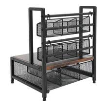 Tea Bag Organizer, Tea Bag Holder For The Kitchen, Countertop Teabag Organizer With Drawer Basket - Black + Vintage Brown - View 3