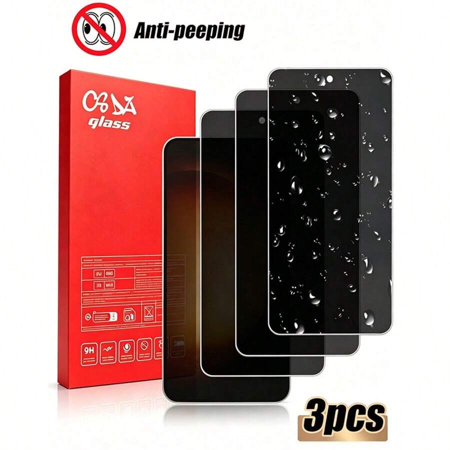 3 Piecesanti Peeping Tempered Glass Screen Protector, Privacy Protection Film, Compatible With Samsung S20 FE/A14/A15/A25/A35/A34/A54/A05s/A55/A07/A17 Series, Essential For Screen Protection, Suitable For Daily, Office, And Home Use, Mobile Phone Screen Protector, Mobile Phone Accessories, Waterproof, Shockproof, Anti Fall, And Anti Scratch. [International Version Non Local Version]