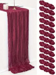 2/5/10pcs Taplak Meja Katun Tebal Warna Burgundy - Gaya Bohemian Vintage Country, Sempurna untuk Pernikahan, Pesta Lajang, dan Pesta Ulang Tahun - Burgundy - View 2