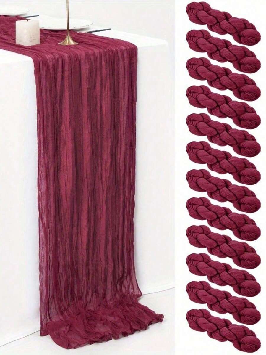 2/5/10pcs Taplak Meja Katun Tebal Warna Burgundy - Gaya Bohemian Vintage Country, Sempurna untuk Pernikahan, Pesta Lajang, dan Pesta Ulang Tahun